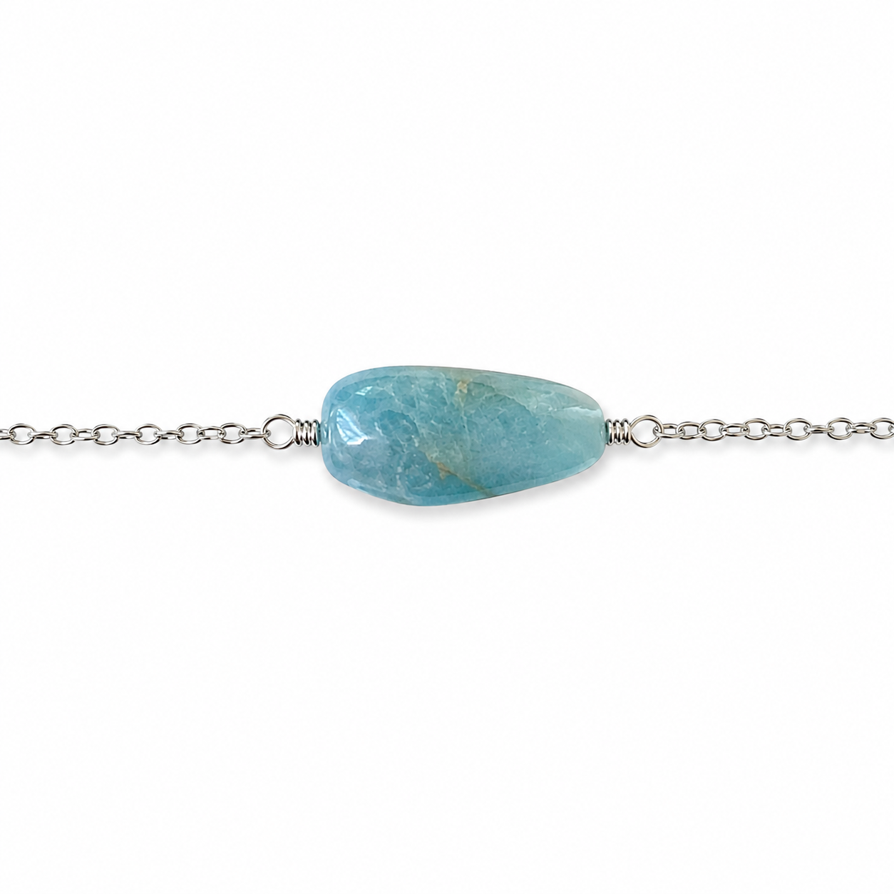 Aquamarine Stone Chain Rakhi