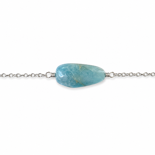 Aquamarine Stone Chain Bracelet