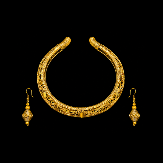 Handcrafted Dhokra Jewellery Set | Tribal Brass Necklace & Earrings