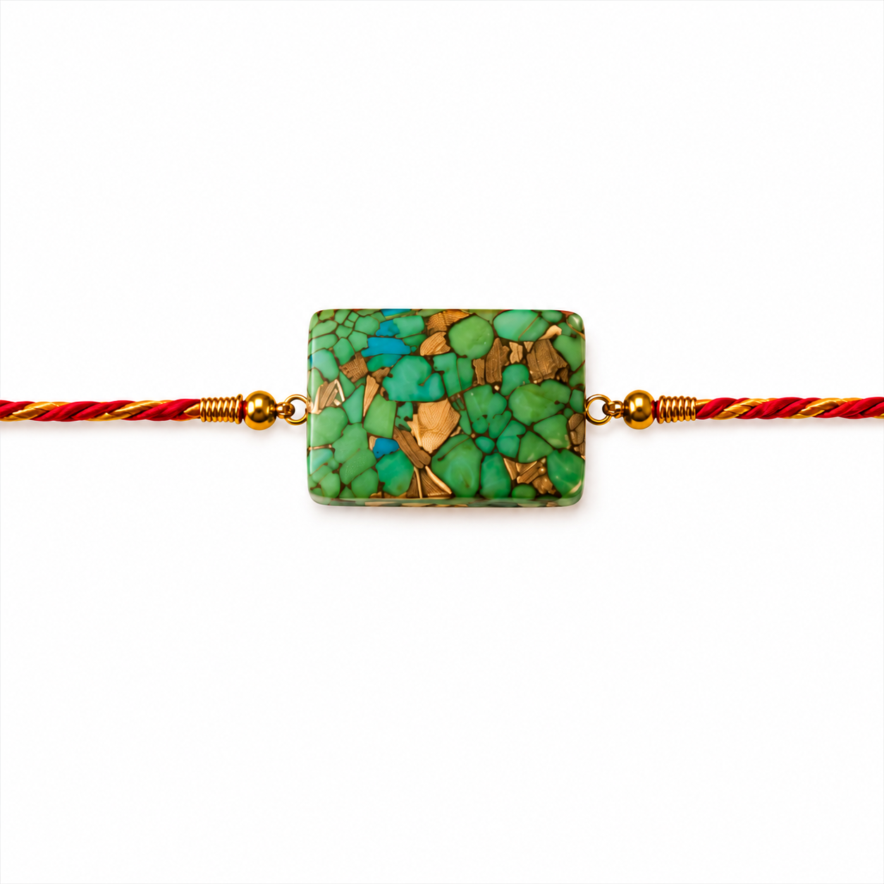 Green Mosaic Stone Rakhi