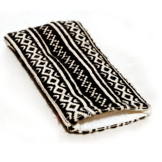 Black and White Toda Embroidery Spectacle Case